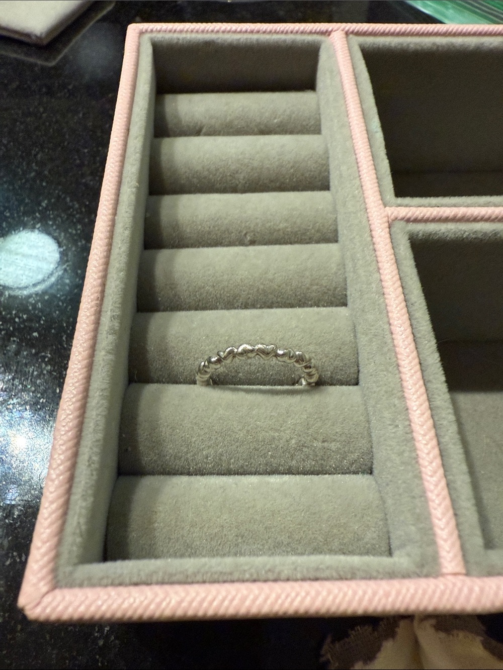 Pandora Sterling Silver Heart Bead Stackable Ring